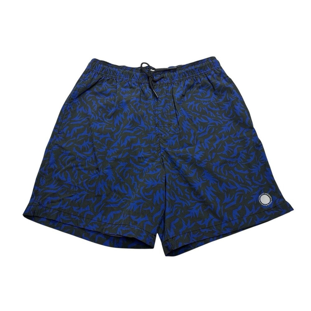 Men's Mollusk Stretch Vacation Trunks 6" Size Small Black/Blue Print